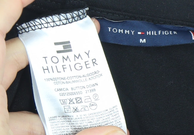 Tommy Hilfiger Men’s Black T-Shirt M Logo Embroidered Cotton
