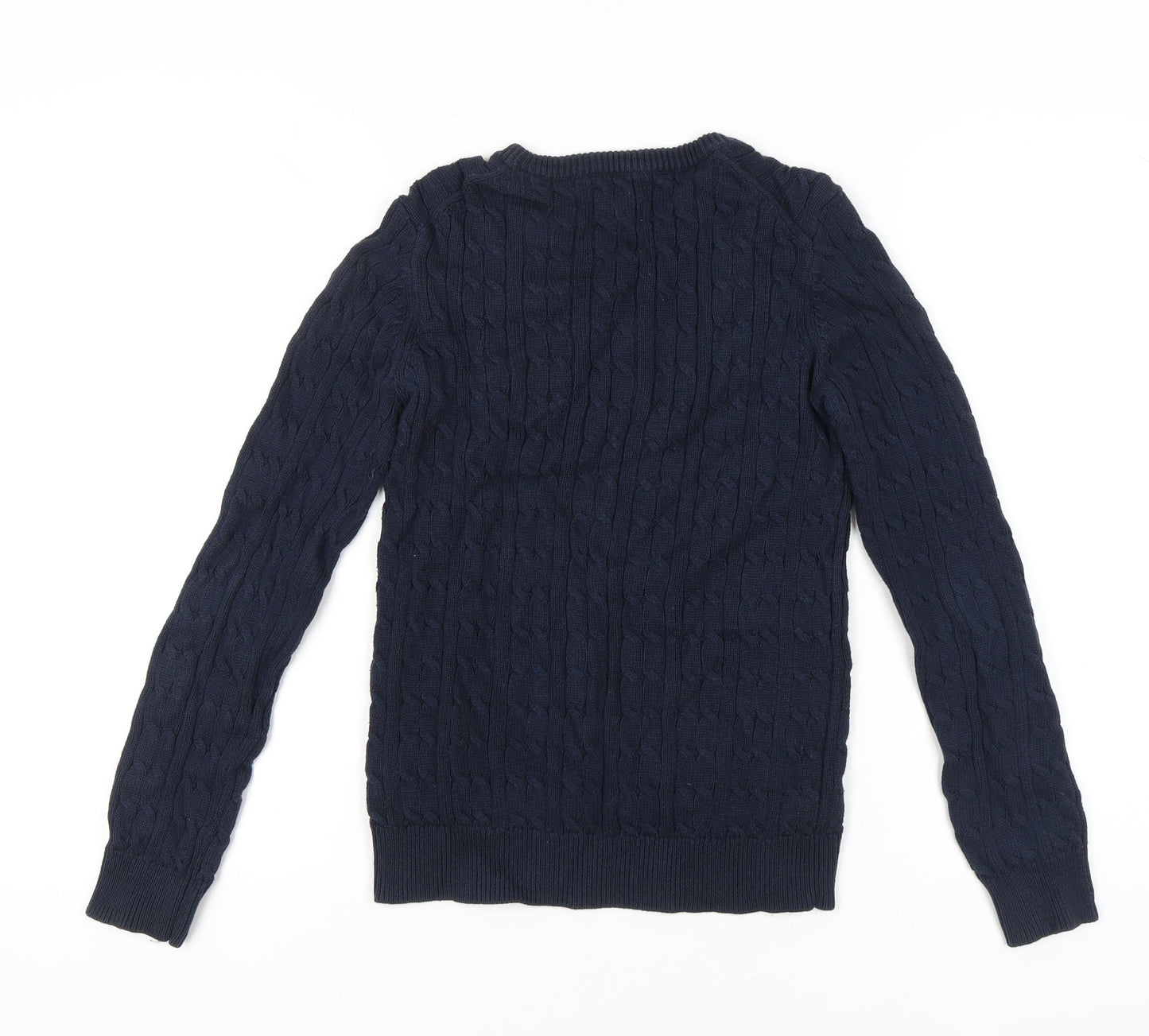Jack Wills Womens Blue Cable-Knit Cotton Jumper UK 10