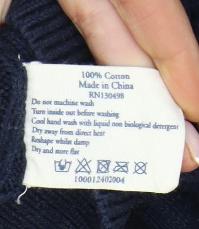 Jack Wills Womens Blue Cable-Knit Cotton Jumper UK 10