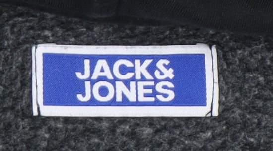 Jack & Jones Boys Black Pullover Hoodie Size 152 Long Sleeve Logo Print