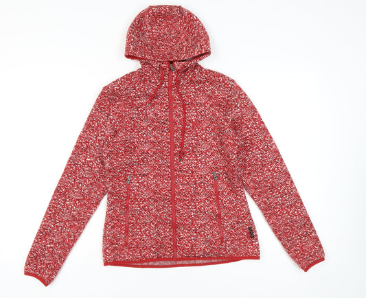 Jack Wolfskin Women’s Red Hooded Zip Jacket Size 8 Fleece Outdoor
