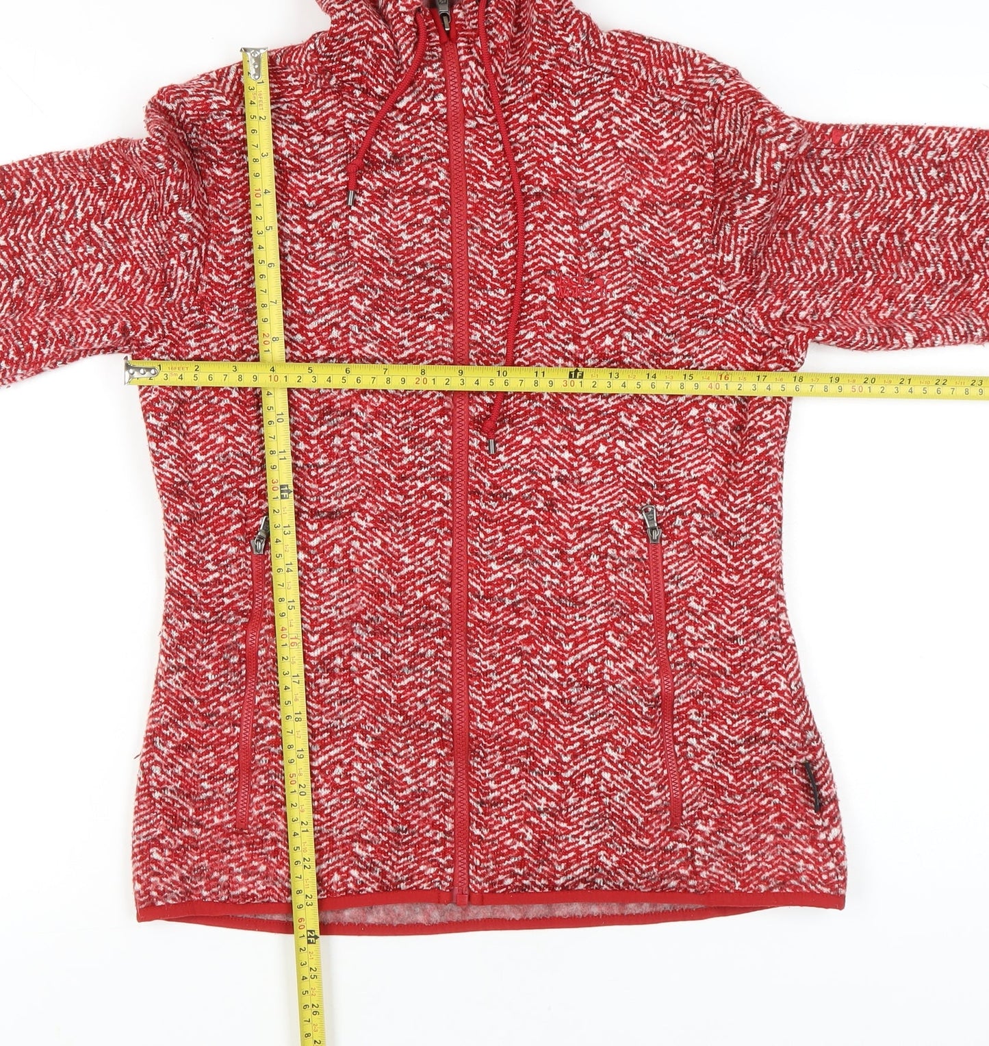Jack Wolfskin Women’s Red Hooded Zip Jacket Size 8 Fleece Outdoor