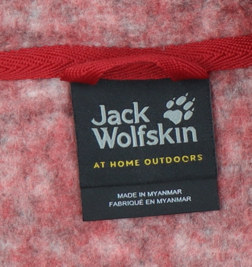 Jack Wolfskin Women’s Red Hooded Zip Jacket Size 8 Fleece Outdoor