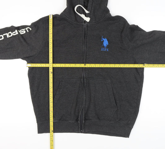 U.S. Polo Assn. Men’s Grey Full Zip Hoodie L Sports Logo