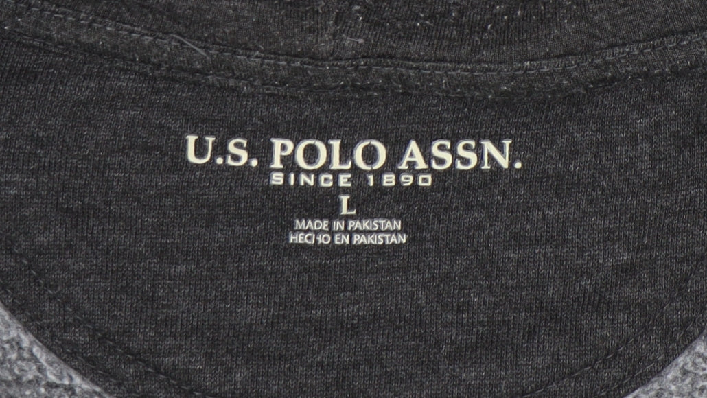 U.S. Polo Assn. Men’s Grey Full Zip Hoodie L Sports Logo