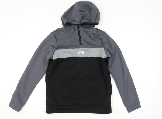 The North Face Boys Grey Black 1/4 Zip Pullover Hoodie Size 18-20 Years