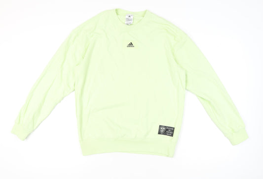 Additional front view of Adidas men’s green small pullover sweatshirt crew neck long sleeve