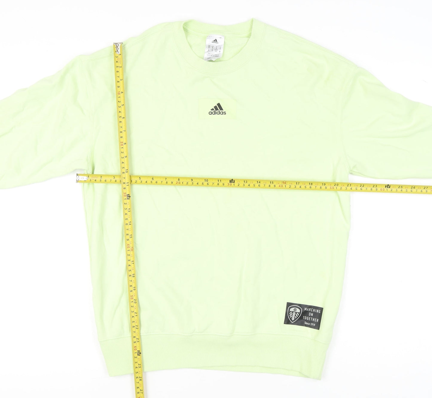 Adidas Mens Green Small Pullover Sweatshirt Crew Neck Long Sleeve