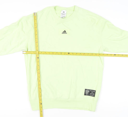 Adidas Mens Green Small Pullover Sweatshirt Crew Neck Long Sleeve