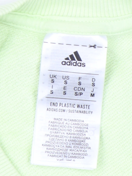 Adidas Mens Green Small Pullover Sweatshirt Crew Neck Long Sleeve