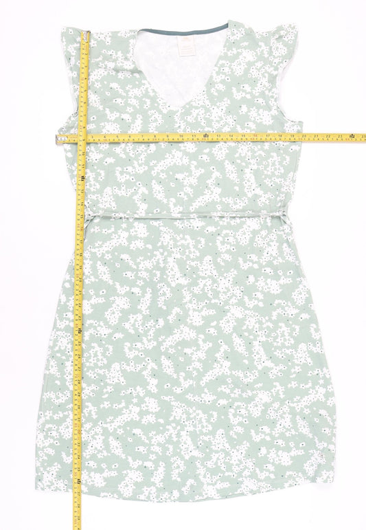 Trespass Women’s Green Floral Shift Dress Size 12 V-Neck Sleeveless