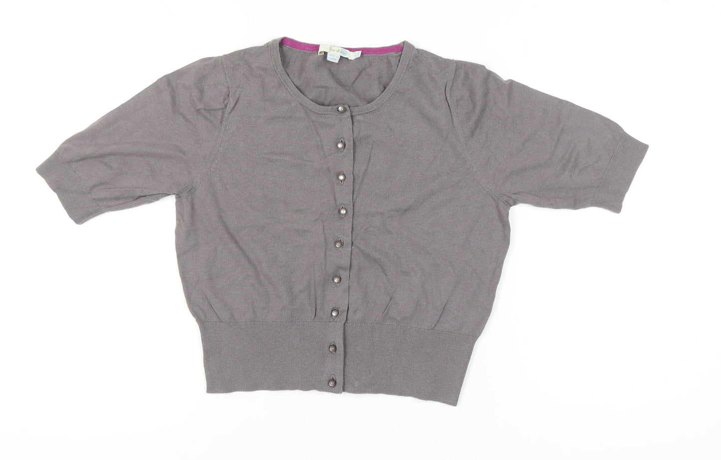Boden Women's Grey Cardigan UK 14 Short Sleeve Crew Neck