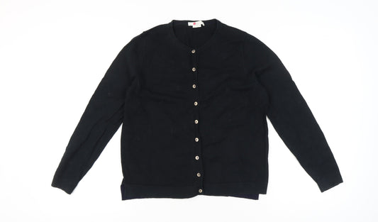 Boden Women’s Black Medium Cardigan Knit Crew Neck Long Sleeve