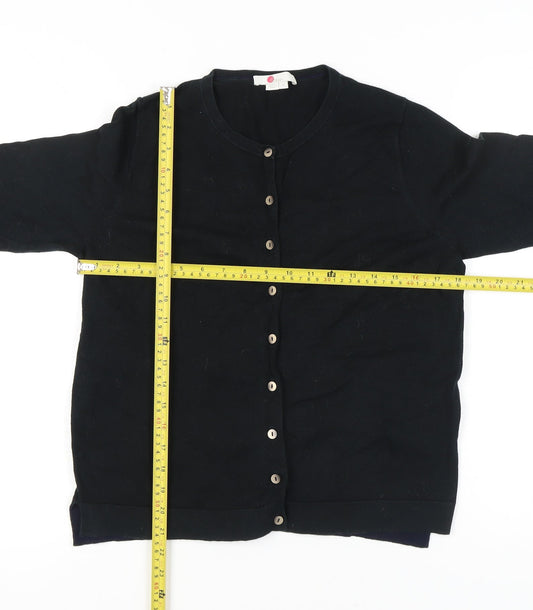 Boden Women’s Black Medium Cardigan Knit Crew Neck Long Sleeve