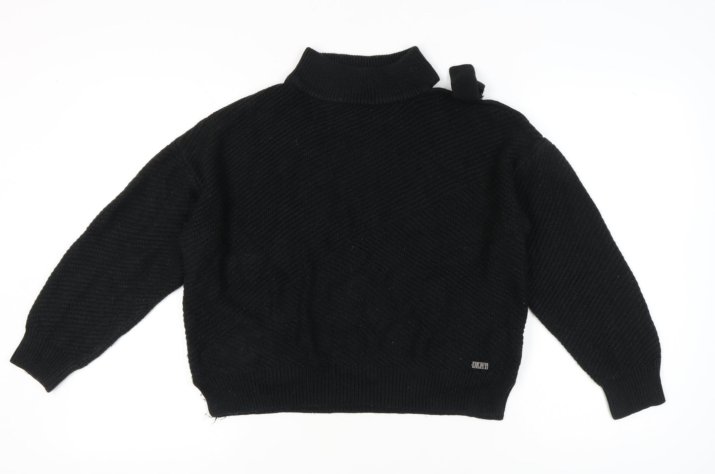 DKNY Women’s Black L Pullover Mock Neck Knit Jumper