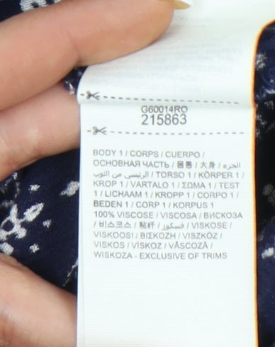 Superdry Women’s Blue Bohemian Crop Blouse Size S Puff Sleeve