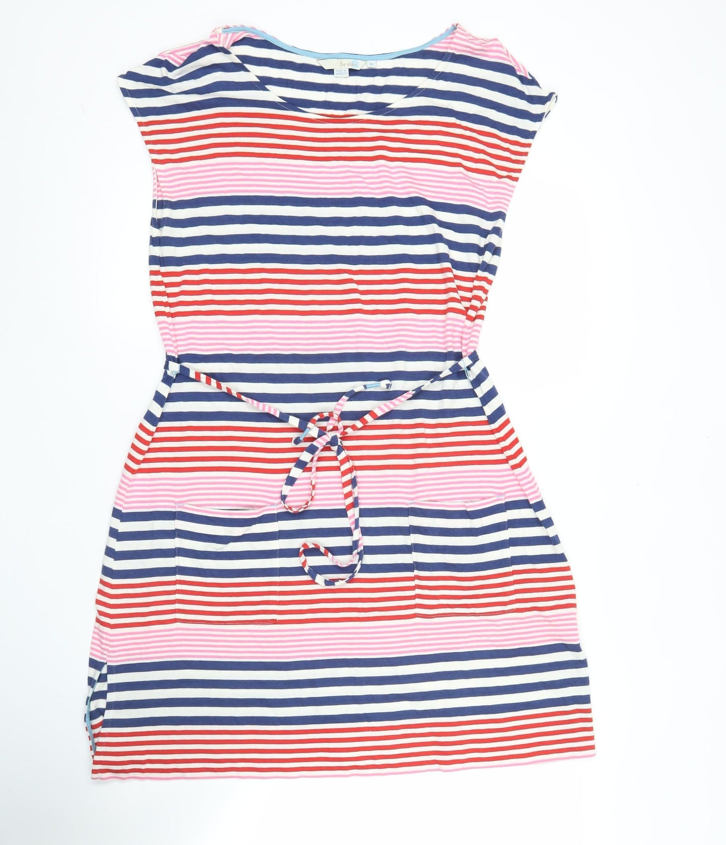 Boden Women’s Multicoloured Striped Cotton Modal Sleeveless Knee Length Shift Dress M
