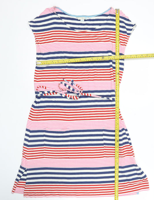 Boden Women’s Multicoloured Striped Cotton Modal Sleeveless Knee Length Shift Dress M