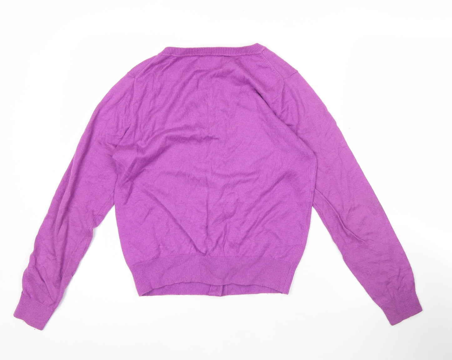 Joules Women's Purple Cardigan UK 12 Crew Neck Long Sleeve Knit