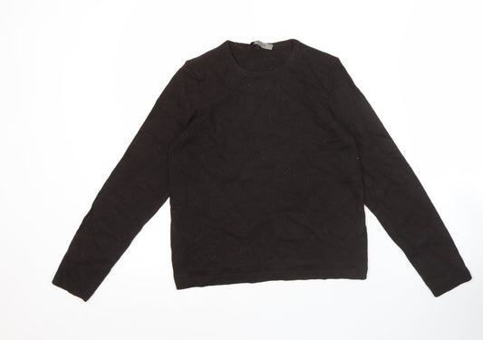 Jaeger Womens Black Wool Silk Jumper Size S Crew Neck Pullover