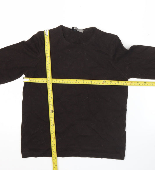 Jaeger Womens Black Wool Silk Jumper Size S Crew Neck Pullover