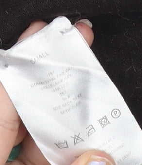 Jaeger Womens Black Wool Silk Jumper Size S Crew Neck Pullover