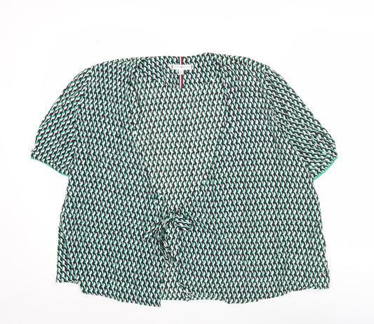 Tommy Hilfiger Women’s Multicoloured Wrap Blouse UK 12 Viscose Short Sleeve