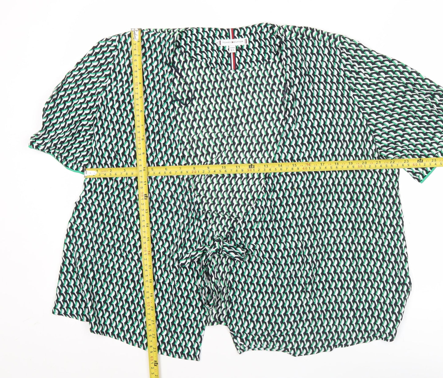 Tommy Hilfiger Women’s Multicoloured Wrap Blouse UK 12 Viscose Short Sleeve