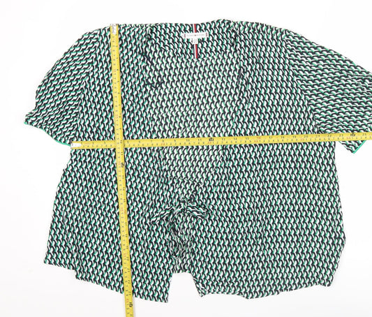 Tommy Hilfiger Women’s Multicoloured Wrap Blouse UK 12 Viscose Short Sleeve