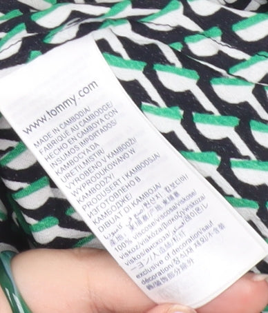 Tommy Hilfiger Women’s Multicoloured Wrap Blouse UK 12 Viscose Short Sleeve