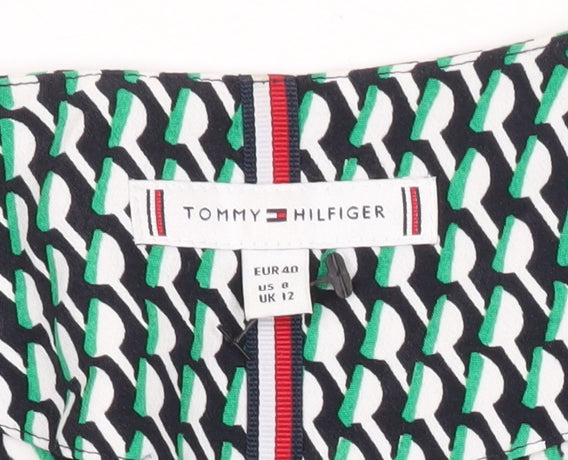 Tommy Hilfiger Women’s Multicoloured Wrap Blouse UK 12 Viscose Short Sleeve