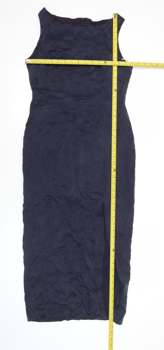 Richards Women’s Blue Cupro Sheath Midi Dress Size 10 Sleeveless