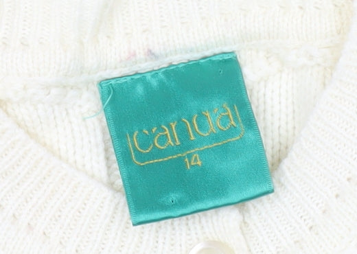 Additional view of Canda Women’s Ivory Henley Jumper, size UK 14, Wool Blend Knit