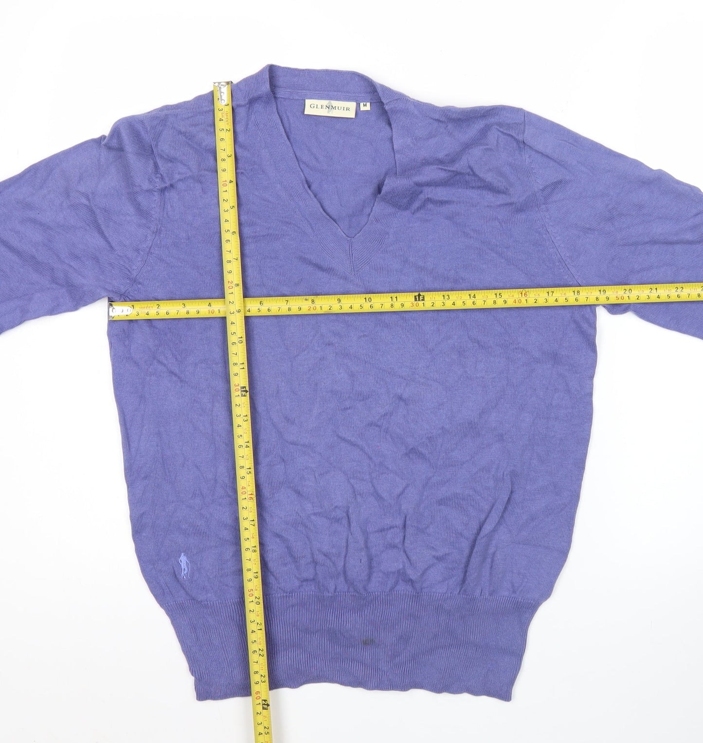 Glenmuir Mens Purple Cotton V-Neck Jumper M Golf Knitwear