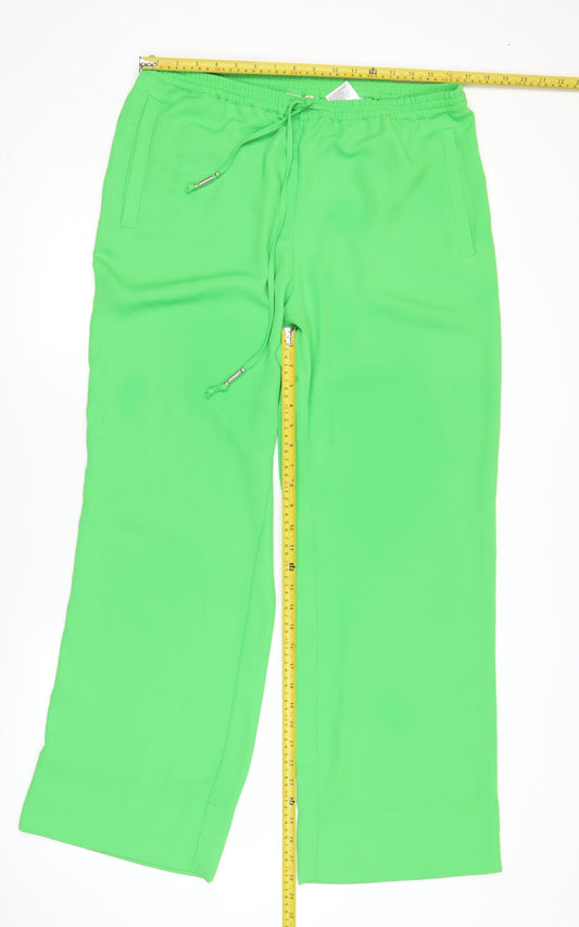 H&M Womens Green Size 12 Straight Leg Polyester Casual Trousers
