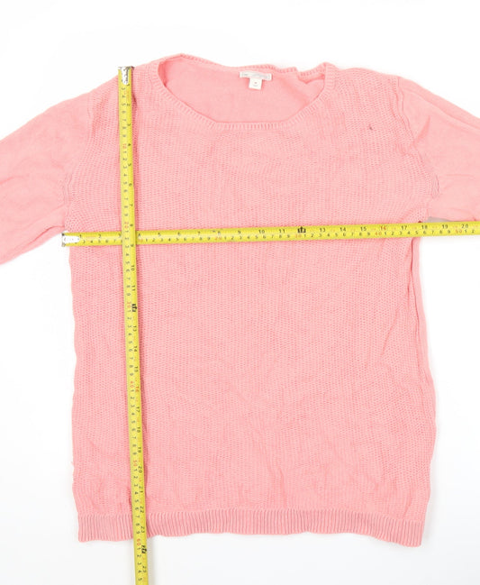 Gap Women’s Pink Cotton Pullover Jumper Size M Scoop Neck Knit