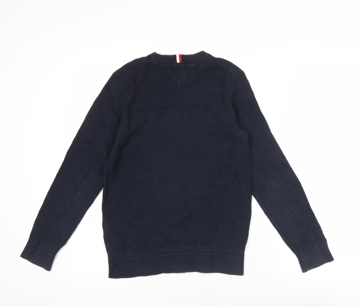 Tommy Hilfiger Boys Blue Cotton Waffle Knit Pullover Crew Neck Jumper Size 152