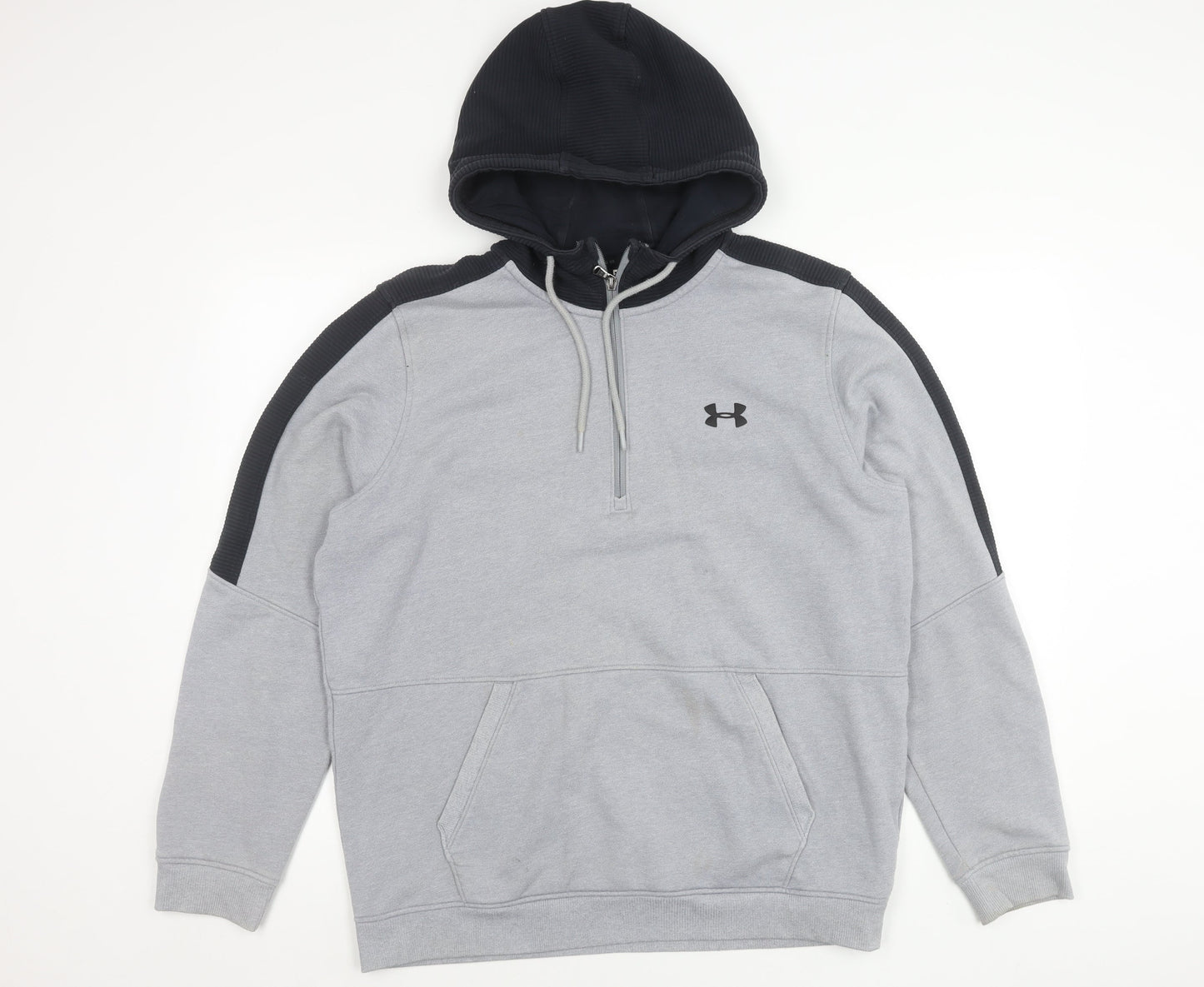 Under Armour Mens Grey L Hoodie 1/2 Zip Logo Sportswear Fleece