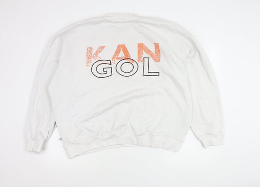 Kangol Men’s White XL Pullover Sweatshirt Logo Graphic Cotton Blend