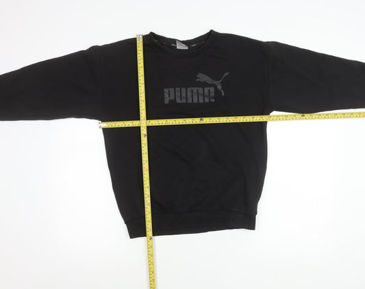 Puma Women’s Black Size 8 Pullover Sweatshirt Crew Neck Logo Jumper