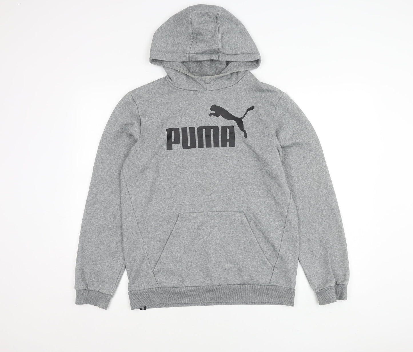 Puma Boys Grey Pullover Hoodie Size 16Y Regular Fit Logo Sportswear