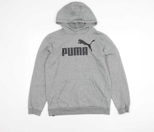 Puma Boys Grey Pullover Hoodie Size 16Y Regular Fit Logo Sportswear