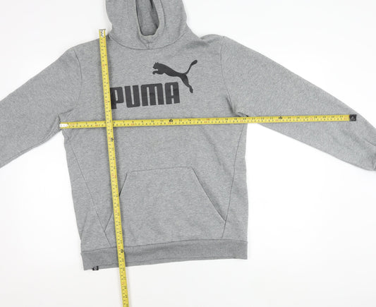 Puma Boys Grey Pullover Hoodie Size 16Y Regular Fit Logo Sportswear