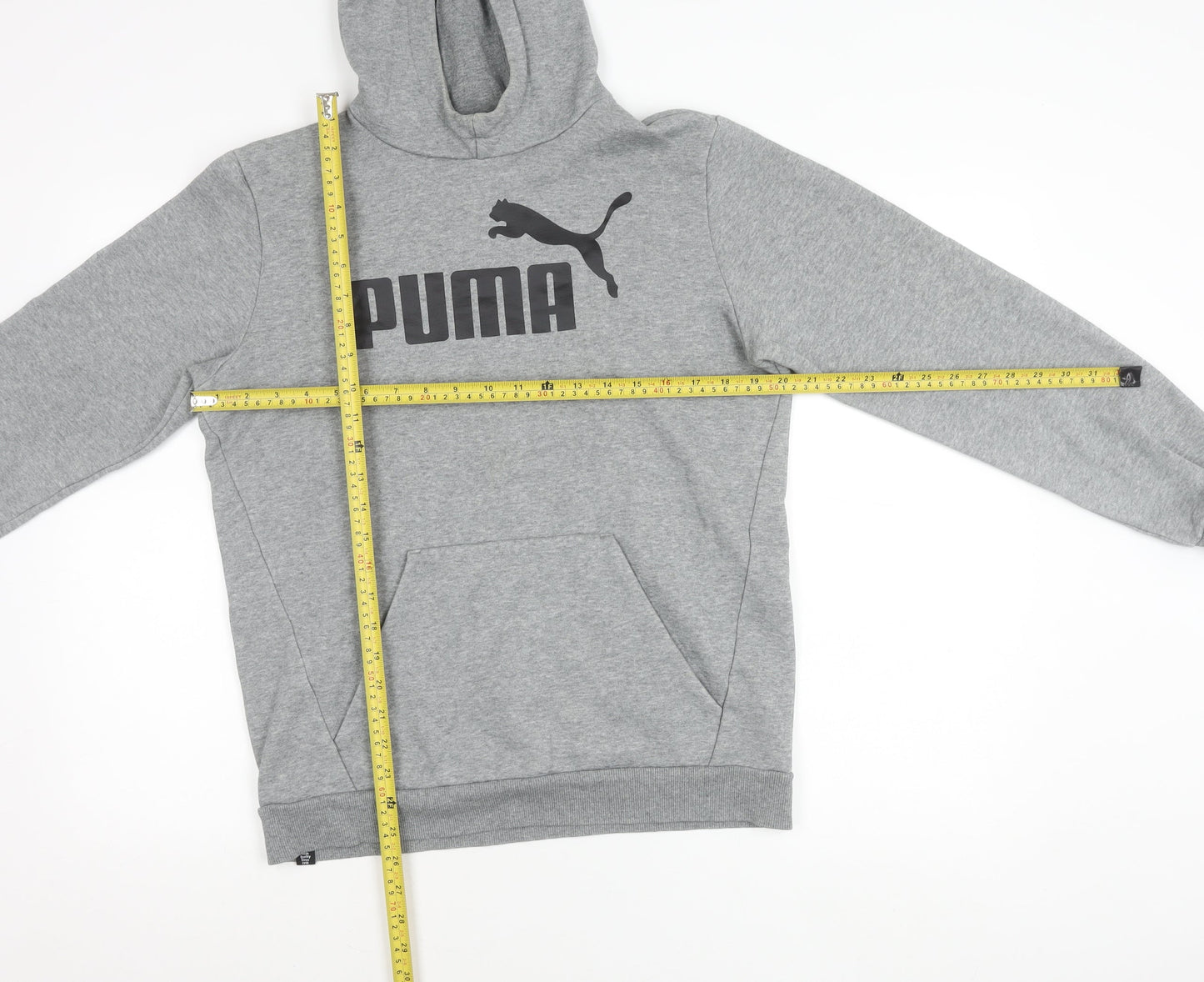 Puma Boys Grey Pullover Hoodie Size 16Y Regular Fit Logo Sportswear