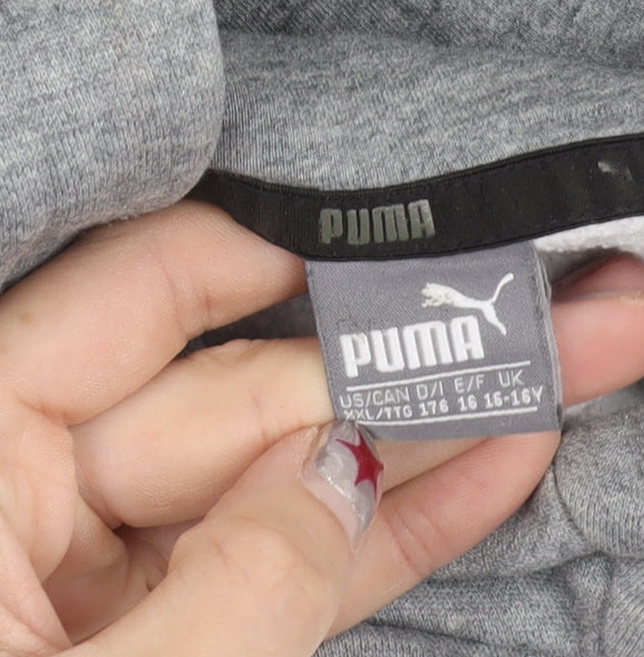 Puma Boys Grey Pullover Hoodie Size 16Y Regular Fit Logo Sportswear