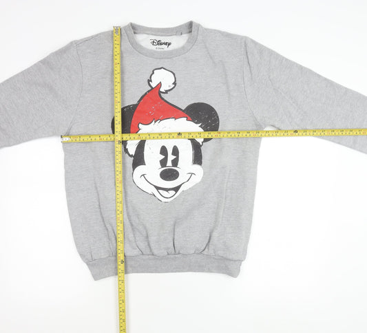 Disney Womens Grey Mickey Mouse Christmas Sweatshirt Size 12 L
