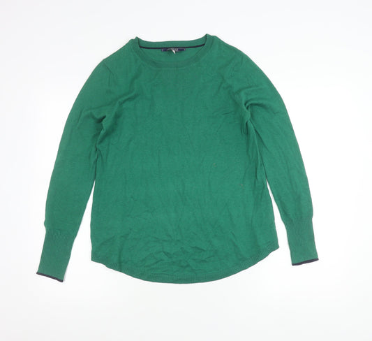 Joules Womens Green Acrylic Cotton Crew Neck Pullover Jumper Size 8
