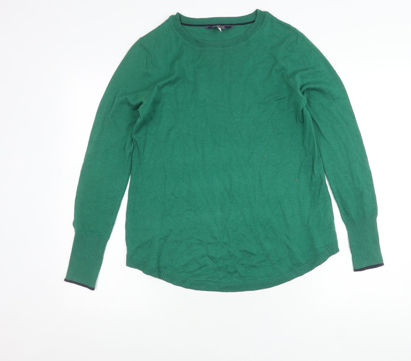 Joules Womens Green Acrylic Cotton Crew Neck Pullover Jumper Size 8