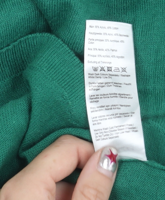 Joules Womens Green Acrylic Cotton Crew Neck Pullover Jumper Size 8