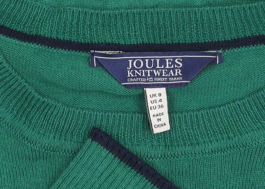 Joules Womens Green Acrylic Cotton Crew Neck Pullover Jumper Size 8